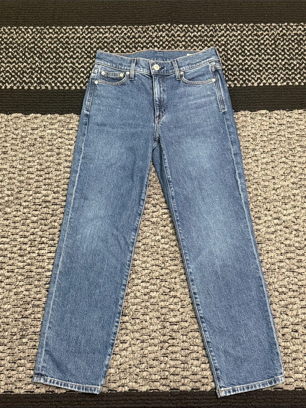 AYR The Frenchie Jeans Women's 25 High Rise Straight Leg Crop Ankle Classic - Picture 1 of 6